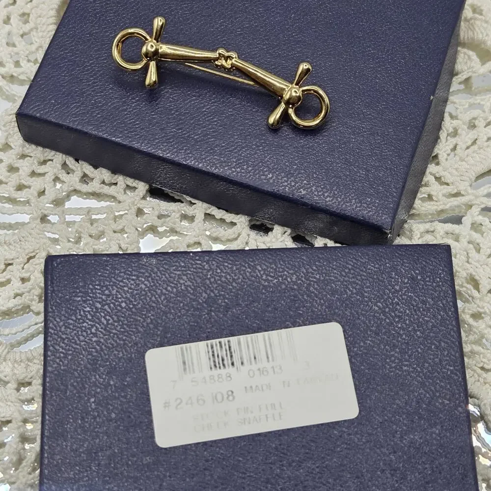 Equestrian Jewelry Vintage Stock Pin Full Cheek Snaffle Original Box